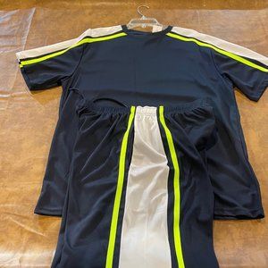 Brand New LU LINEA UOMO Two Piece Short Set, XXL, Blue, White, Lime Green W/Tags